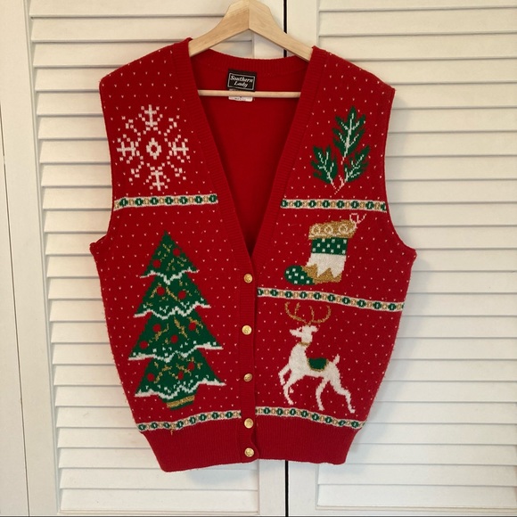 Southern Lady Jackets & Blazers - VINTAGE Christmas Vest SOUTHERN LADY, Medium